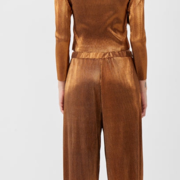 FRENCH CONNECTION TAINA METALLIC PLEATED JERSEY CULOTTES - Picture 3 of 11
